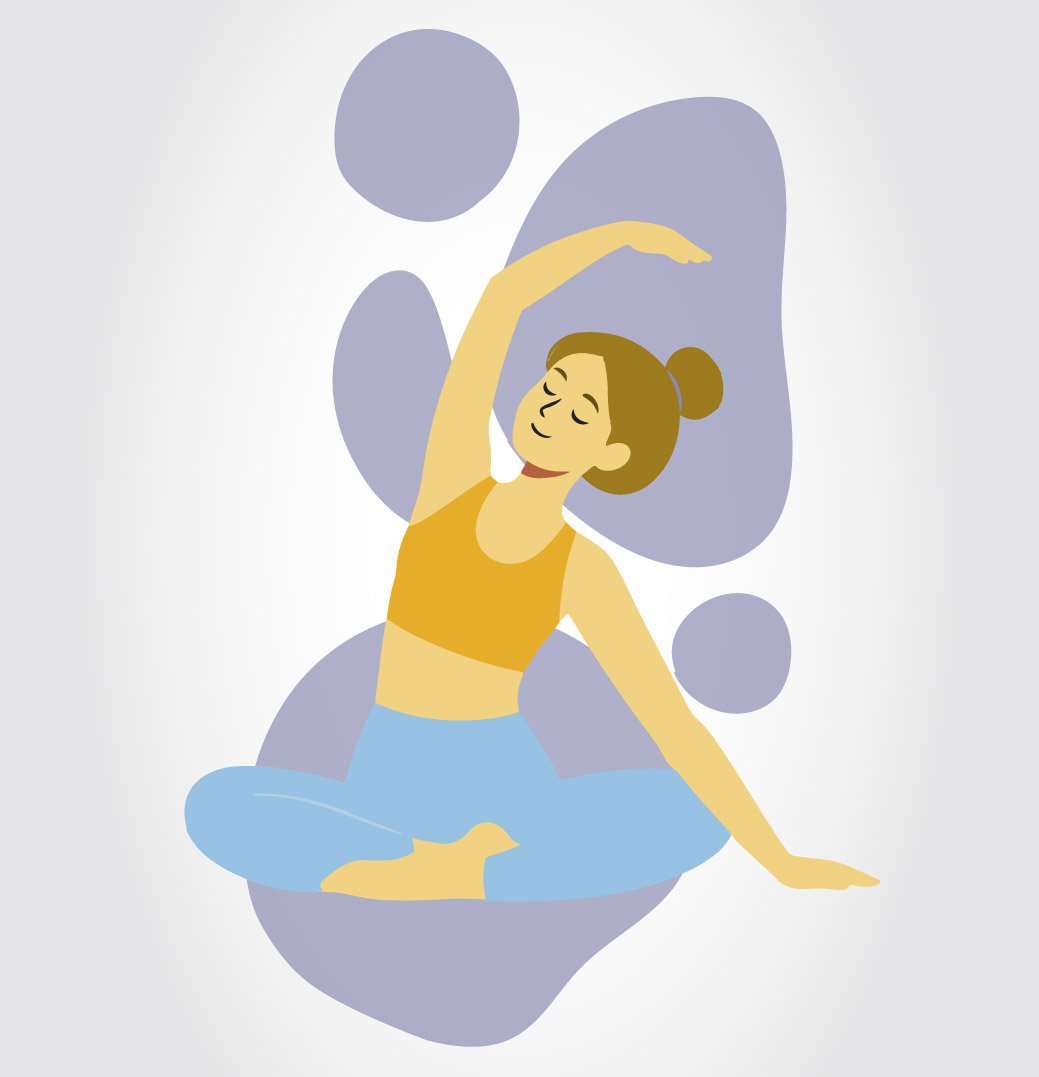 Ilustración de una mujer adulta haciendo yoga